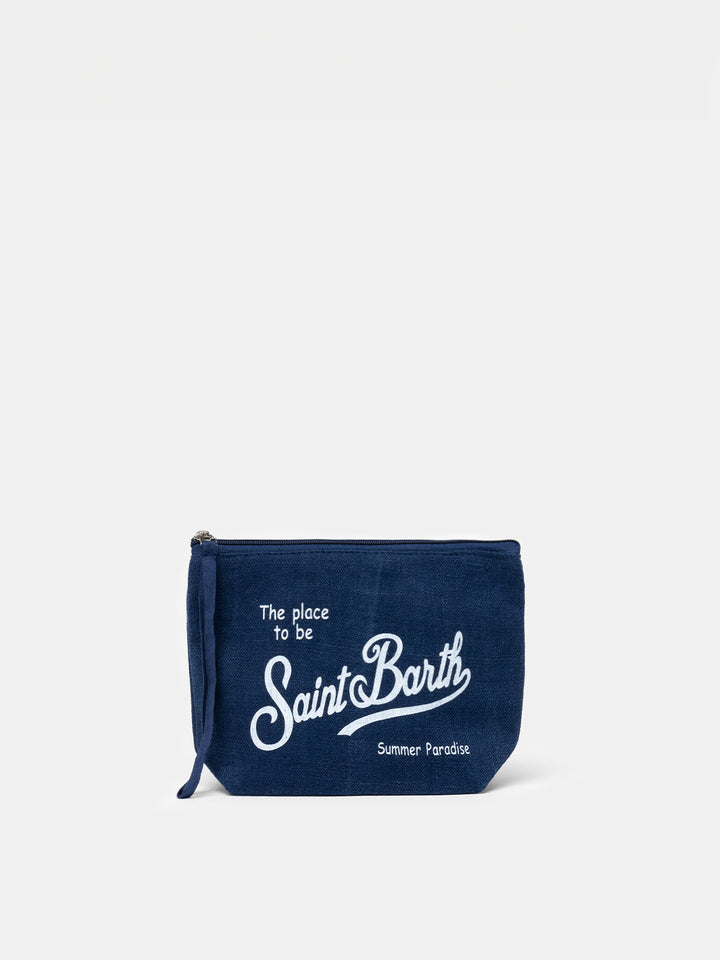 Blaue Leinenpochette Aline