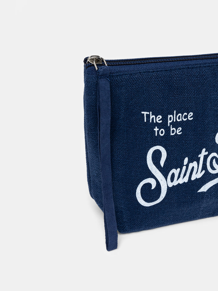 Blaue Leinenpochette Aline