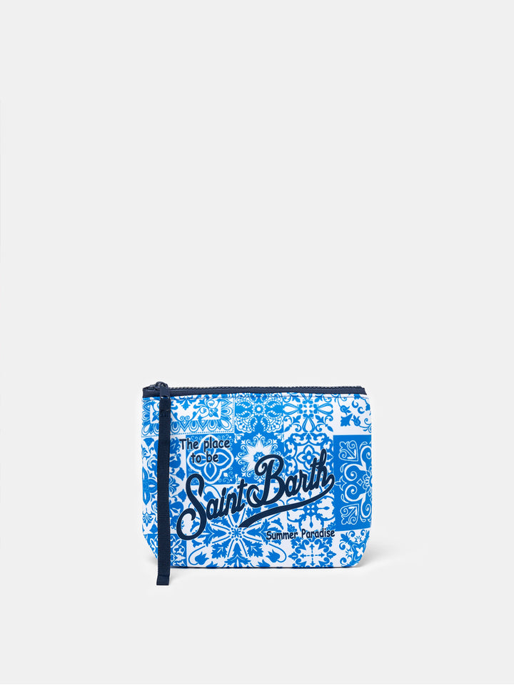 Scuba pochette Aline with majolica print