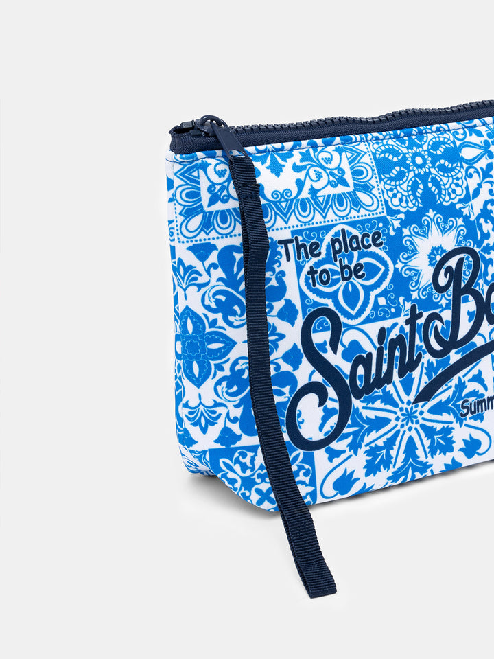 Scuba pochette Aline with majolica print