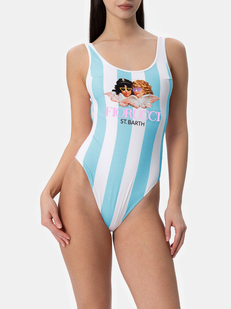 Woman scoopback print one-piece swimsuit Althea | FIORUCCI SPECIAL EDITION