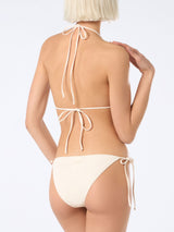 Bikini da donna a triangolo beige con strass