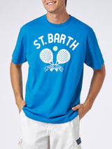 T-shirt da uomo in cotone pesante con stampa St. Barth padel club