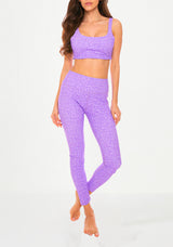 Animalier purple pastel printed yoga top and leggings