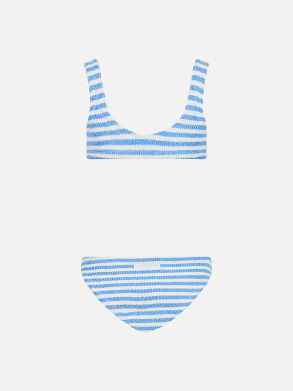 Light blue striped crinkle classic bralette bikini Baker