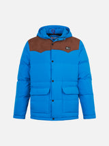 Blaue Daunenjacke für Herren mit Kapuze