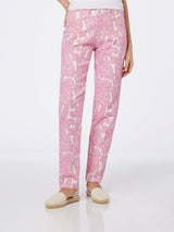 Woman pink paisley print denim Belleville