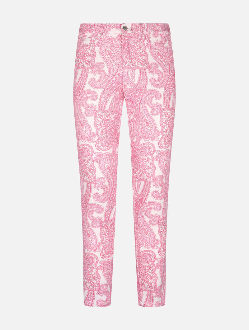 Woman pink paisley print denim Belleville