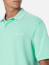 Man water green cotton piquet polo shirt Beverly Hills