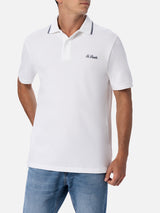 Polo da uomo in piquet di cotone bianco Beverly Hills