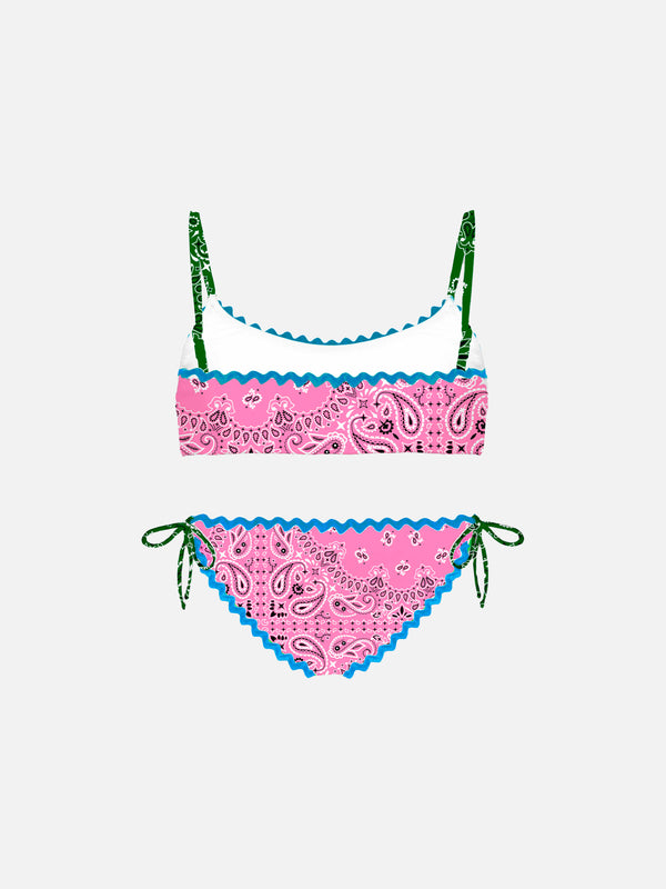 Girl bralette bikini with bandanna print