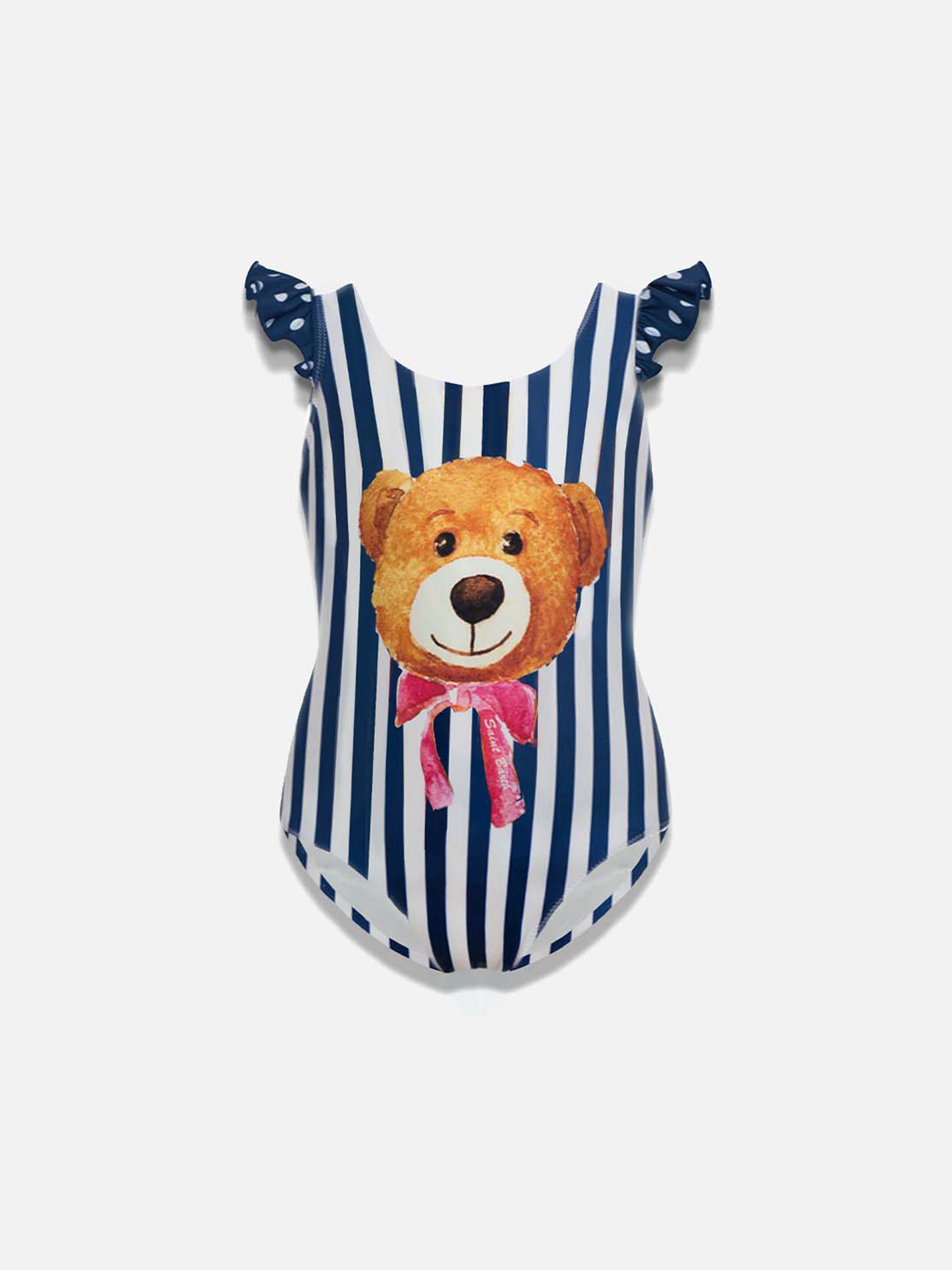Blue and White Teddy Bear Girls Swimsuit - MC2 Saint Barth