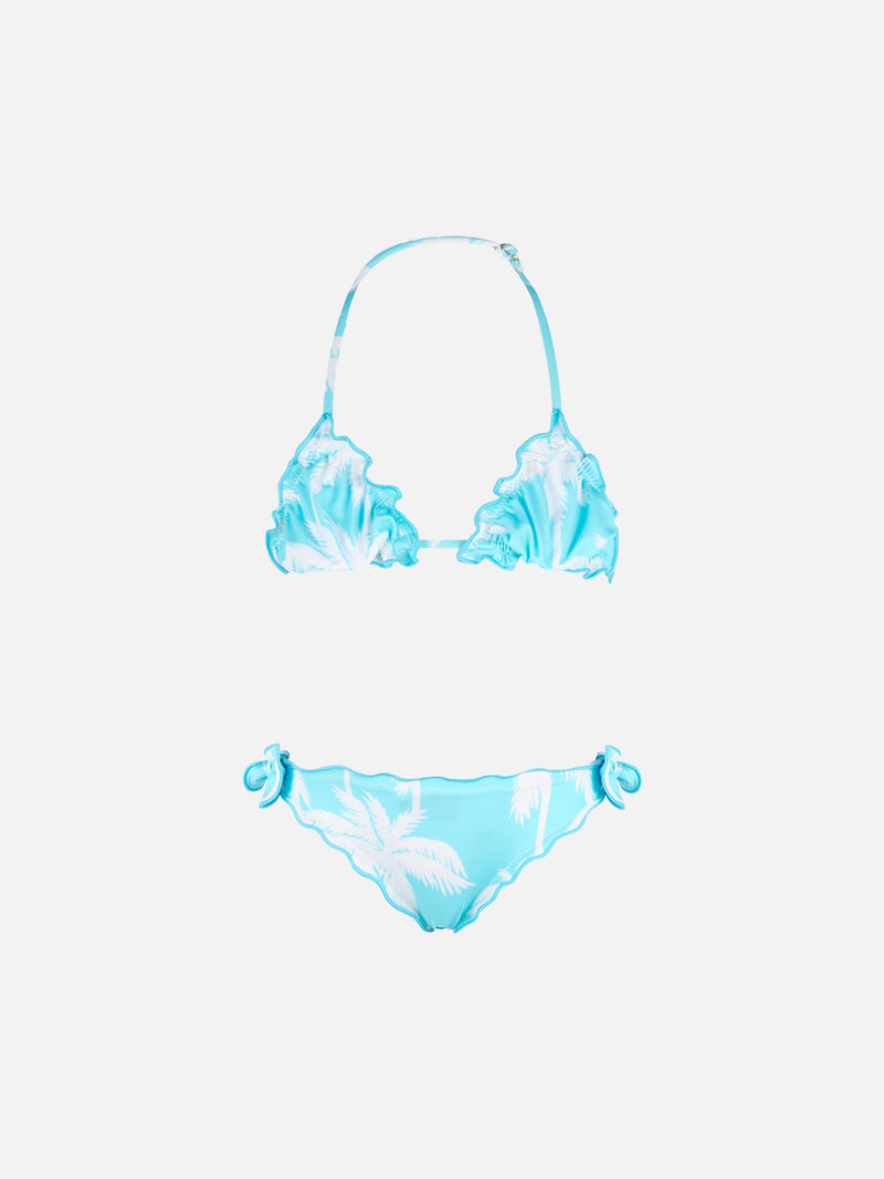 Bikini da bambina con stampa palme