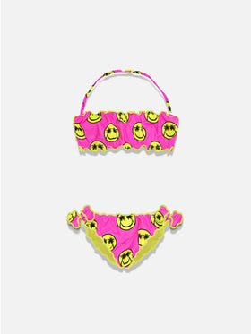 Girl bandeau bikini with smile print - MC2 Saint Barth