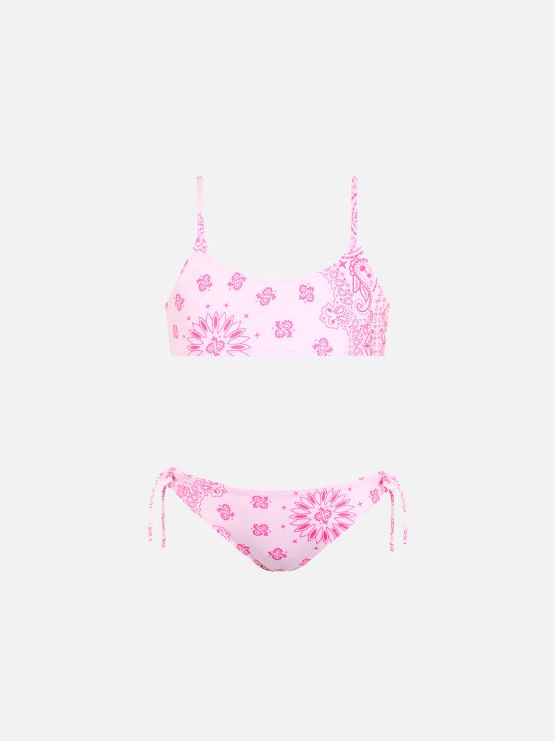 Bikini a bralette bandana rosa da bambina Jaiden