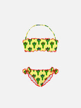 Girl bikini with happy cactus print