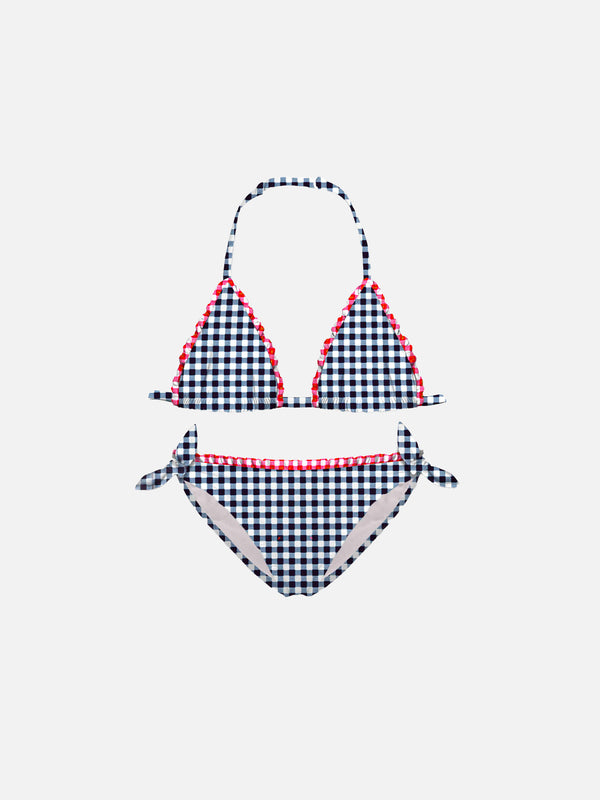 Gingham-Bikini für Mädchen mit Stickerei