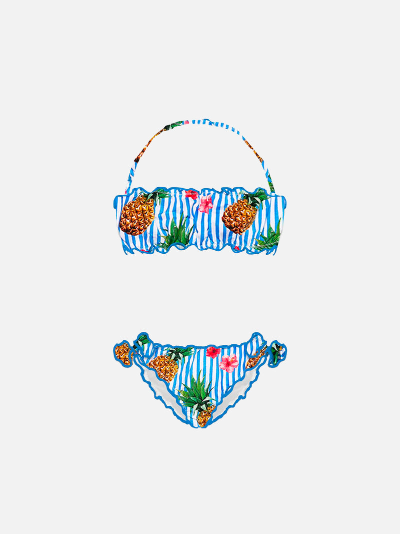 Girl bandeau bikini with pineapple print