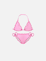 Mädchen-Triangel-Bikini mit Gingham-Print