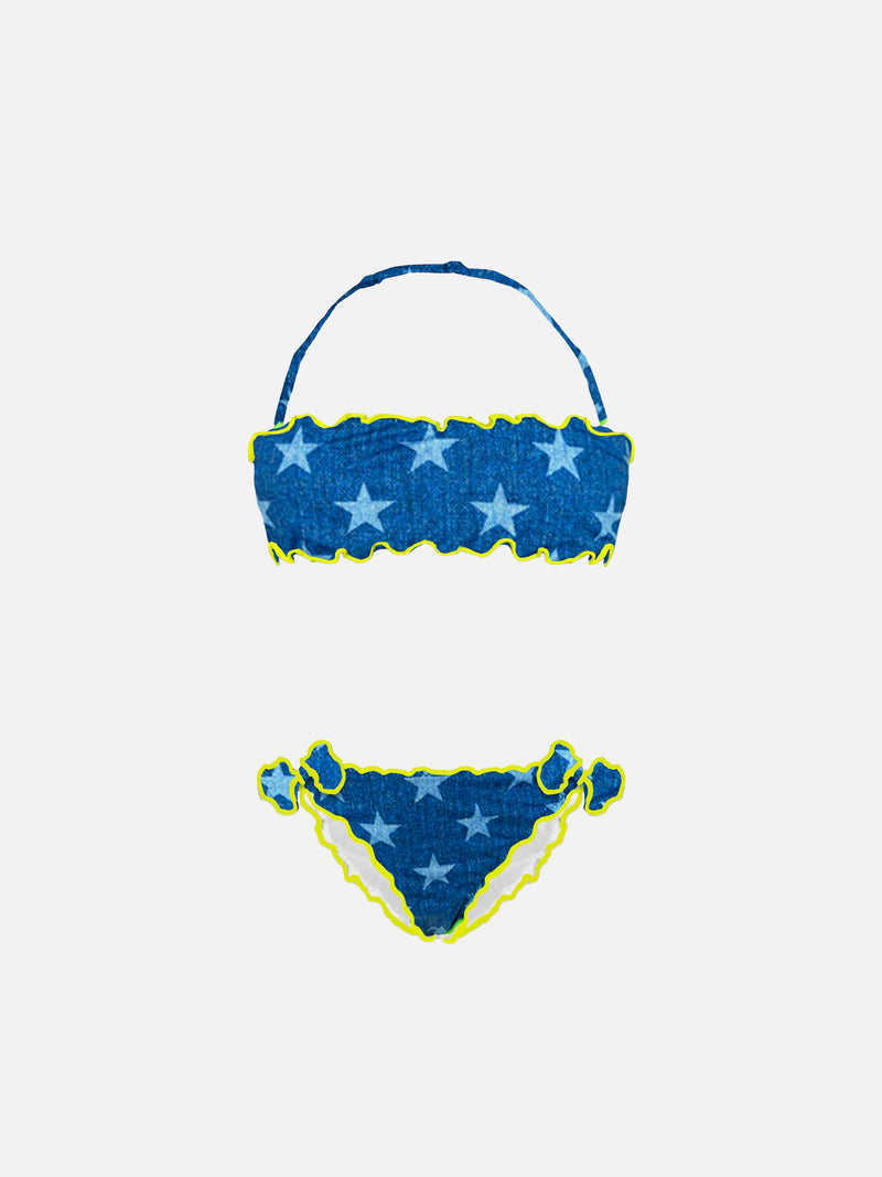 Girl bandeau bikini with star print