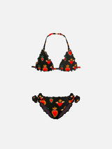 Girl triangle bikini with sacred heart print