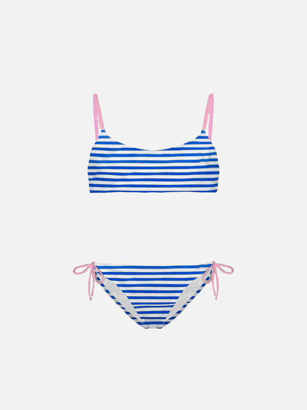 Bikini da bambina a bralette con ricamo Bonjour St. Barth