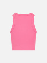 Fuchsiafarbenes Crop-Tanktop aus Rippstrick-Baumwolle für Mädchen