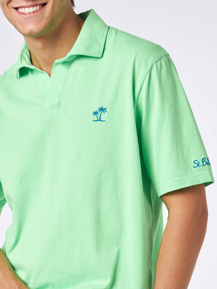 Man green cotton jersey polo - MC2 Saint Barth