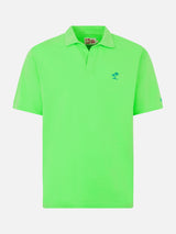 Man green cotton jersey polo