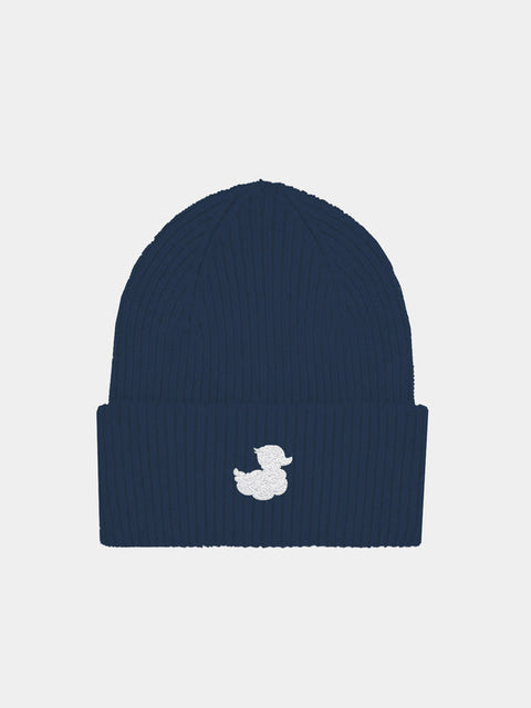 Blue ribbed beanie with ducky patch | COCCOLEBIMBI SPECIAL EDITION - MC2 Saint Barth