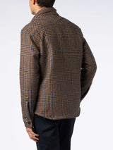 Man wooly Prince of Wales overshirt with pockets and patches