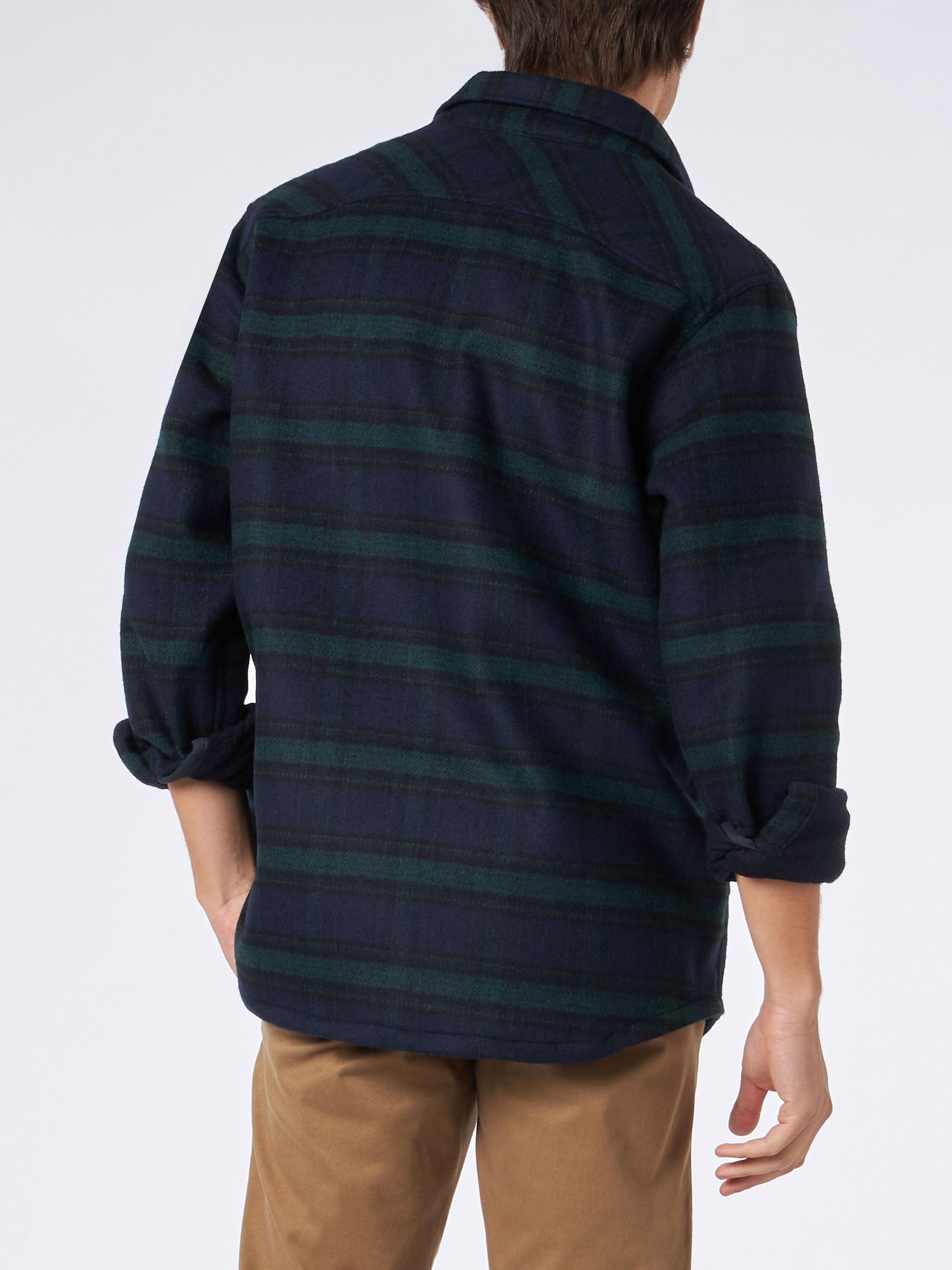 Man wooly tartan overshirt with pockets and patches - MC2 Saint Barth