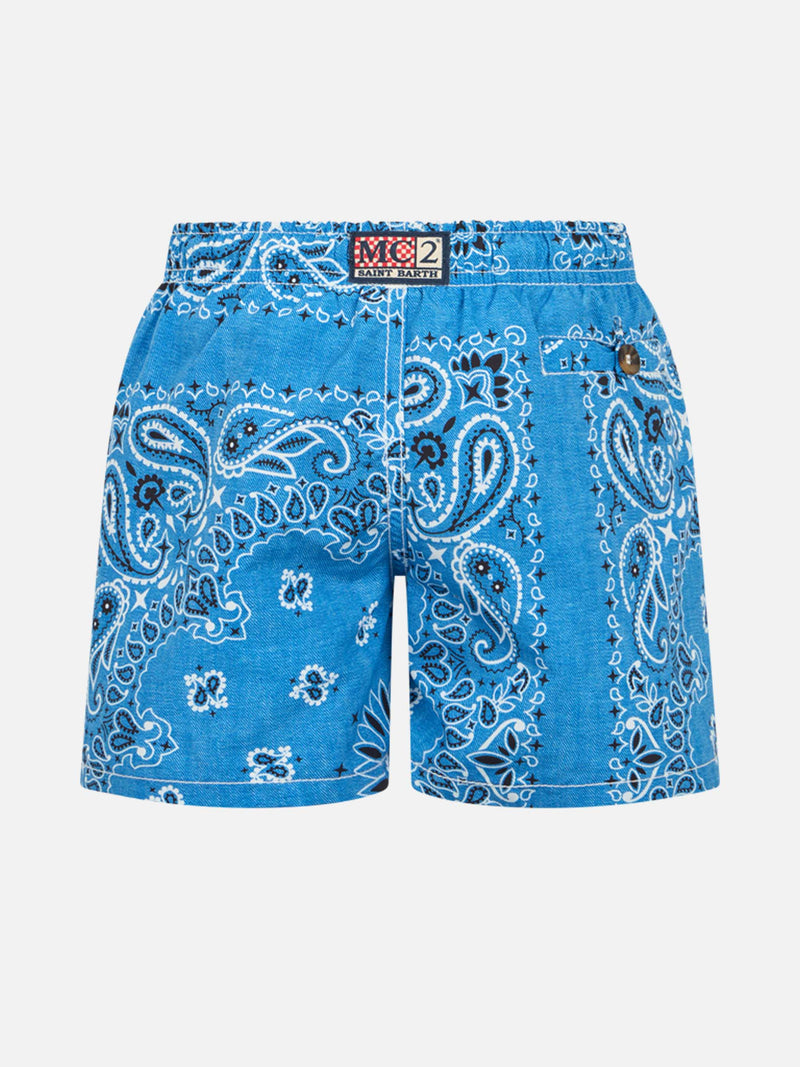 Mittellange Badeshorts für Jungen Caprese Jr mit Denim-Bandana-Print