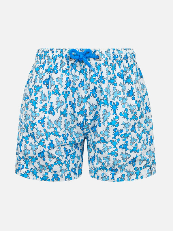 Boy lightweight fabric swim-shorts Jean Lighting with lobster print