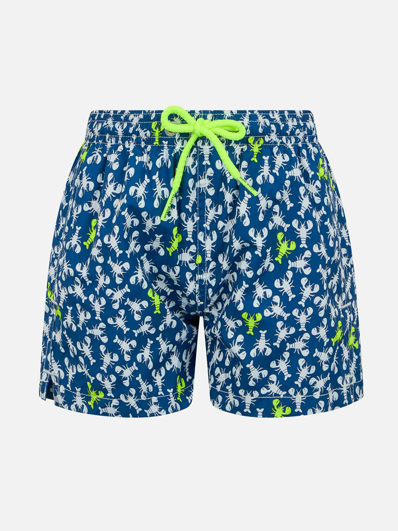 Boy lightweight fabric swim-shorts Jean Lighting with lobsters print