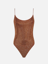 Woman one piece swimsuit with brown shades rhinestones