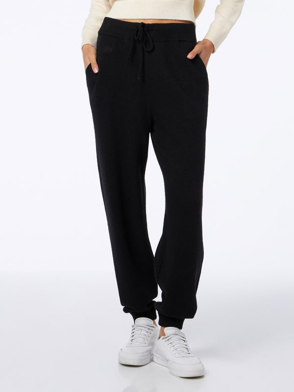 Woman knitted black jogger pants