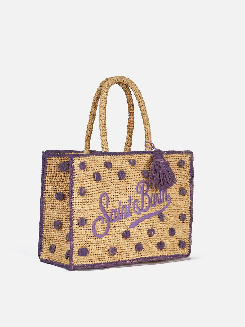 Polka dots terry Colette Raffia handbag