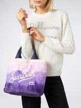 Furry soft Colette handbag with postcard jacquard print