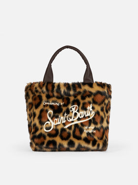 Pelzige, weiche Colette-Handtasche mit Animalier-Jacquard-Print
