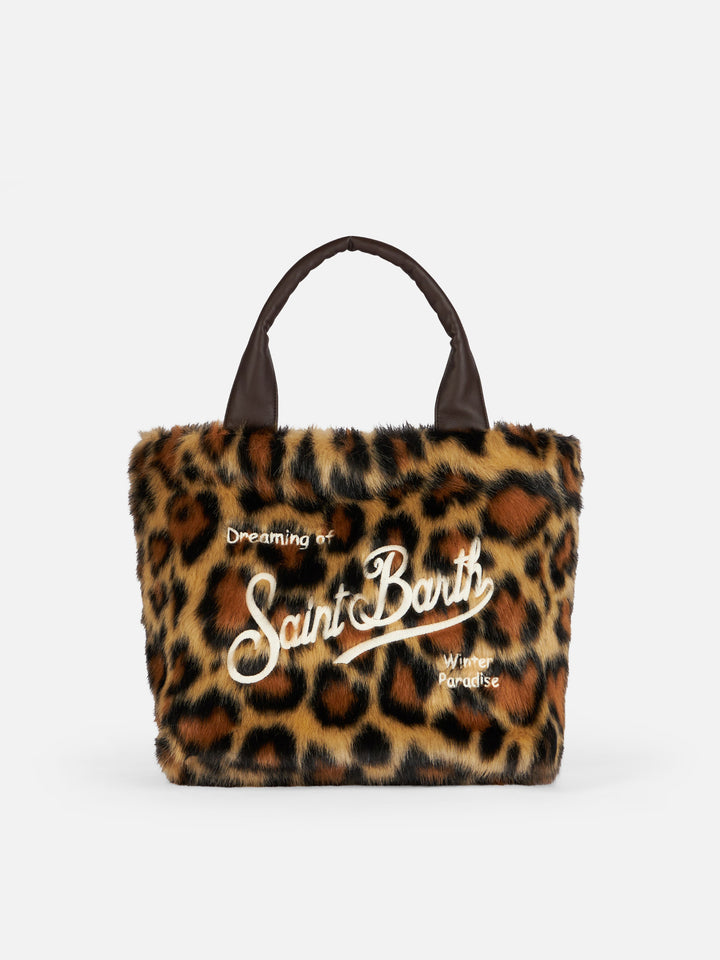 Furry soft Colette handbag with animalier jacquard print