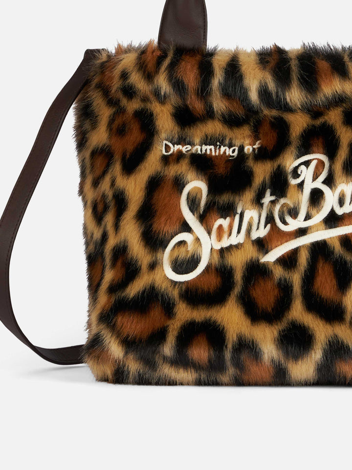 Furry soft Colette handbag with animalier jacquard print