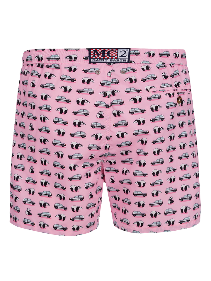 Herren-Badeshorts aus leichtem Stoff Lighting Micro Fantasy mit Panda und Panda-Aufdruck | PANDA-SONDERAUSGABE