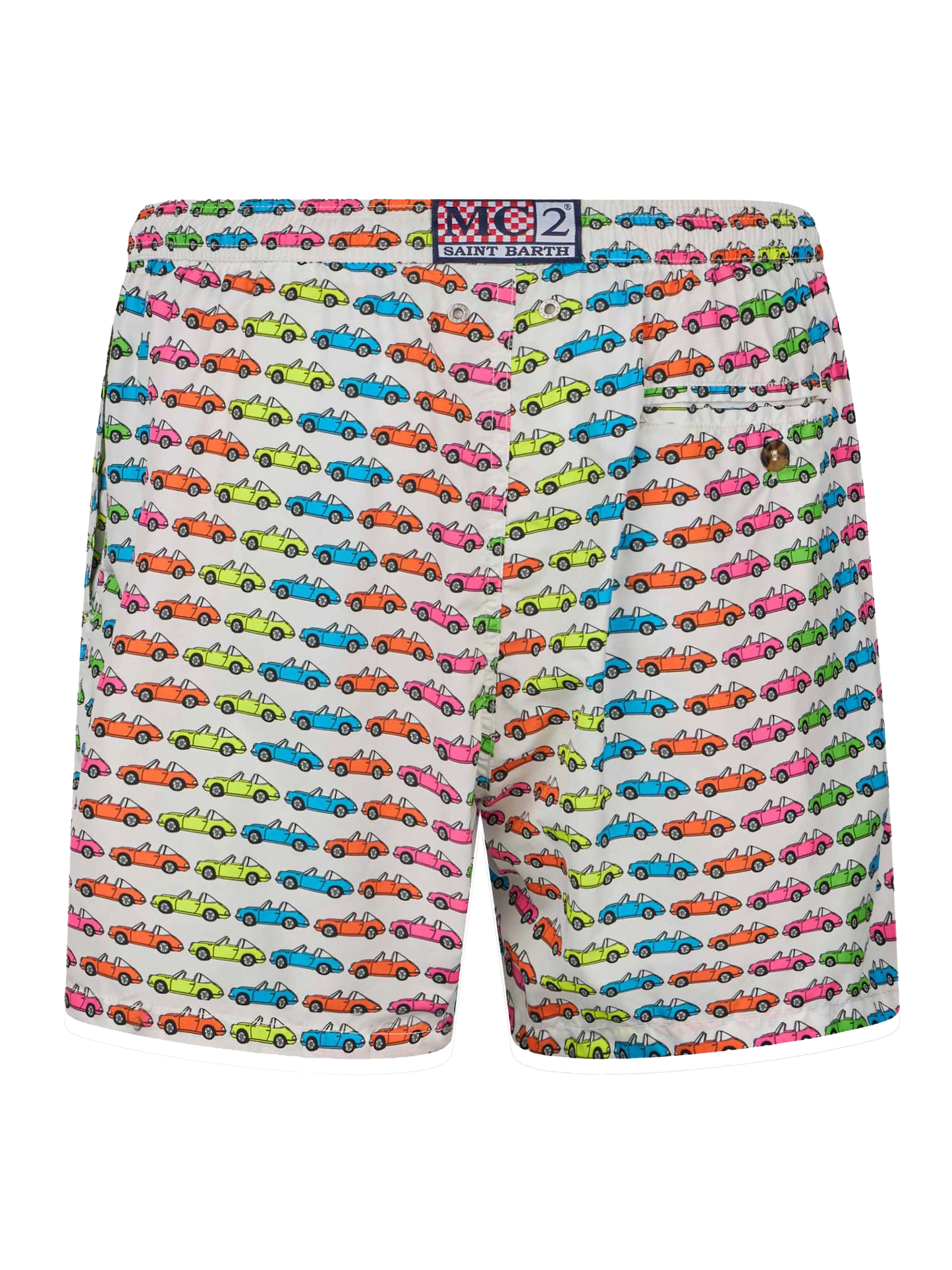Man lightweight fabric swim-shorts Lighting Micro Fantasy with car print