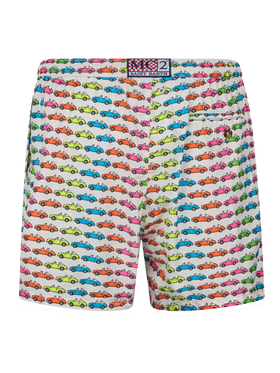 Man lightweight fabric swim-shorts Lighting Micro Fantasy with car print
