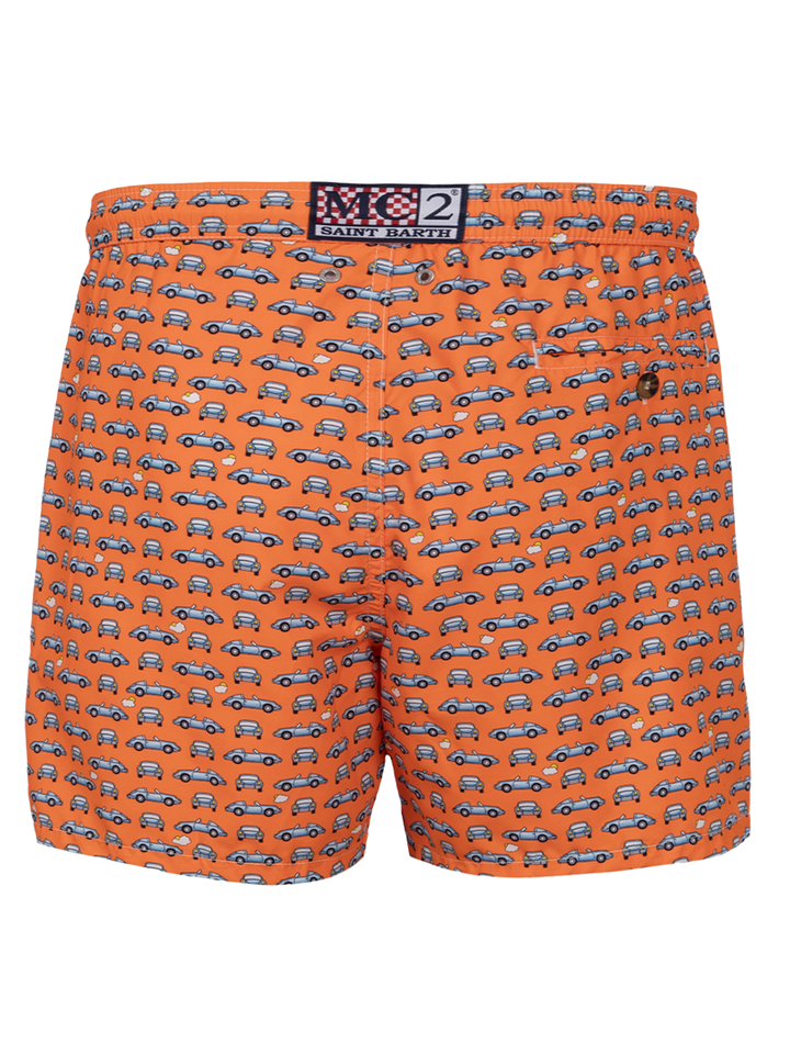 Man lightweight fabric swim-shorts Lighting Micro Fantasy with cars print