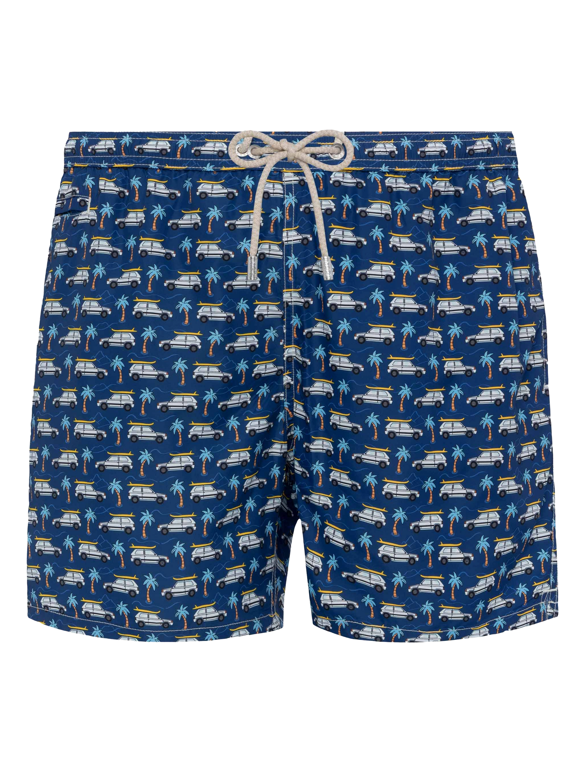 Lightweight fabric swim shorts Lighting with Panda car print