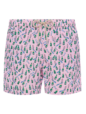 Badeshorts aus leichtem Stoff „Lighting“ mit Sabrage- und Flaschendruck