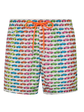 Man lightweight fabric swim-shorts Lighting Micro Fantasy with car print