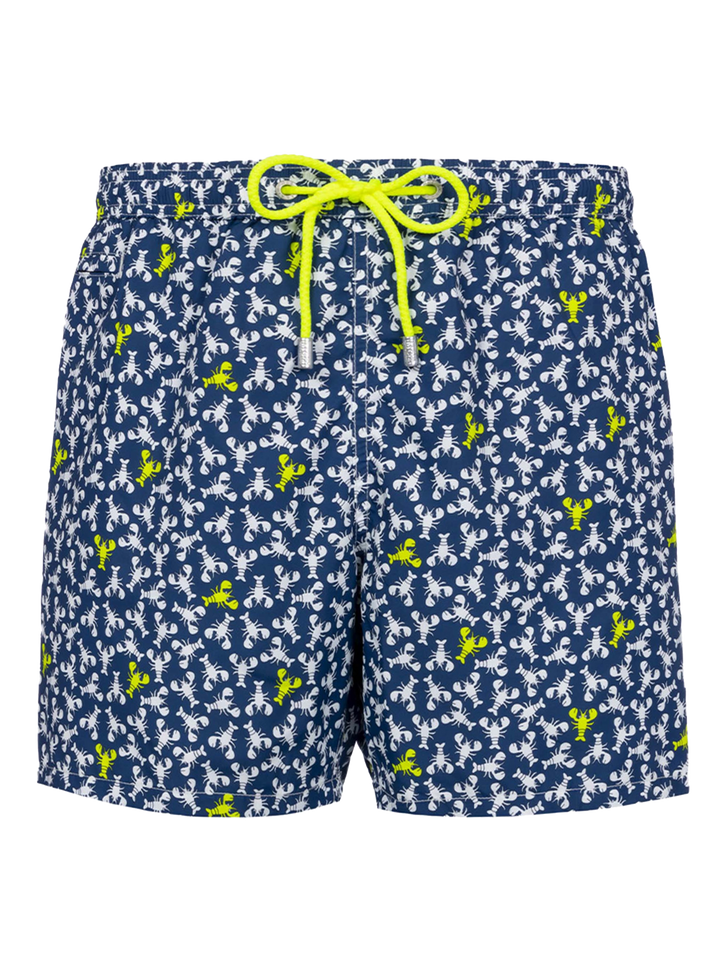 Man lightweight fabric swim-shorts Lighting Micro Fantasy with loabster print